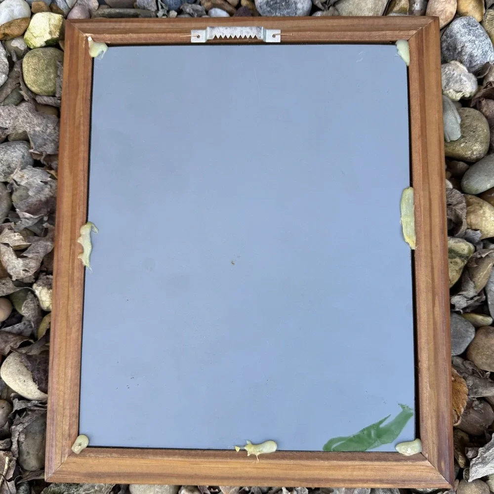 Charming VTG Stained Glass Teddy Bear Mirror Wooden Frame Wall‎ Decor Art Baby